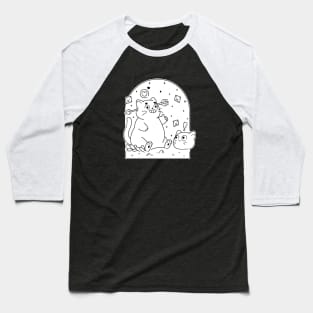 Romantic Black Cat | Black Baseball T-Shirt